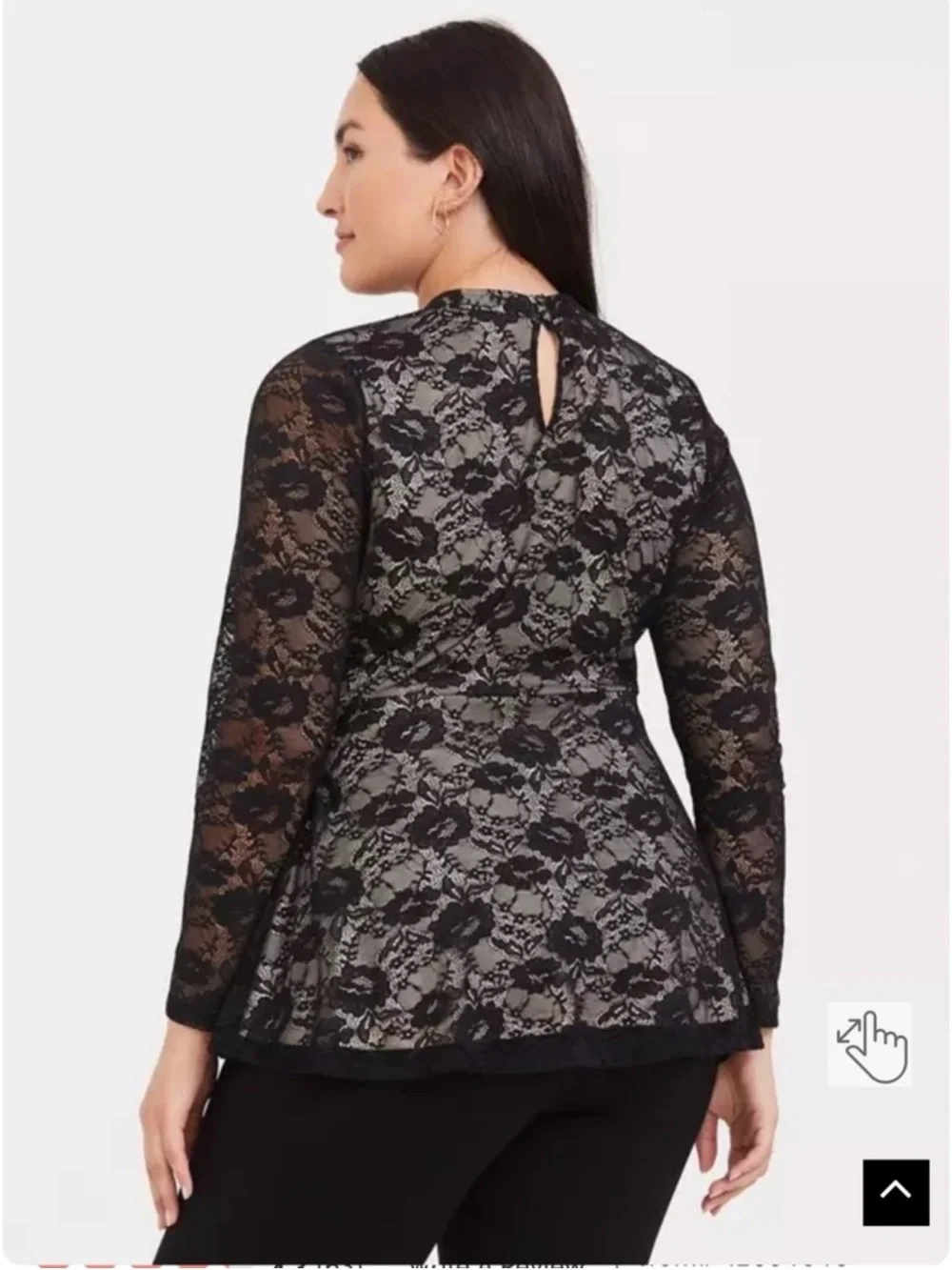 Torrid Plus Size Black Lace Peplum Top with Crisscross Neckline